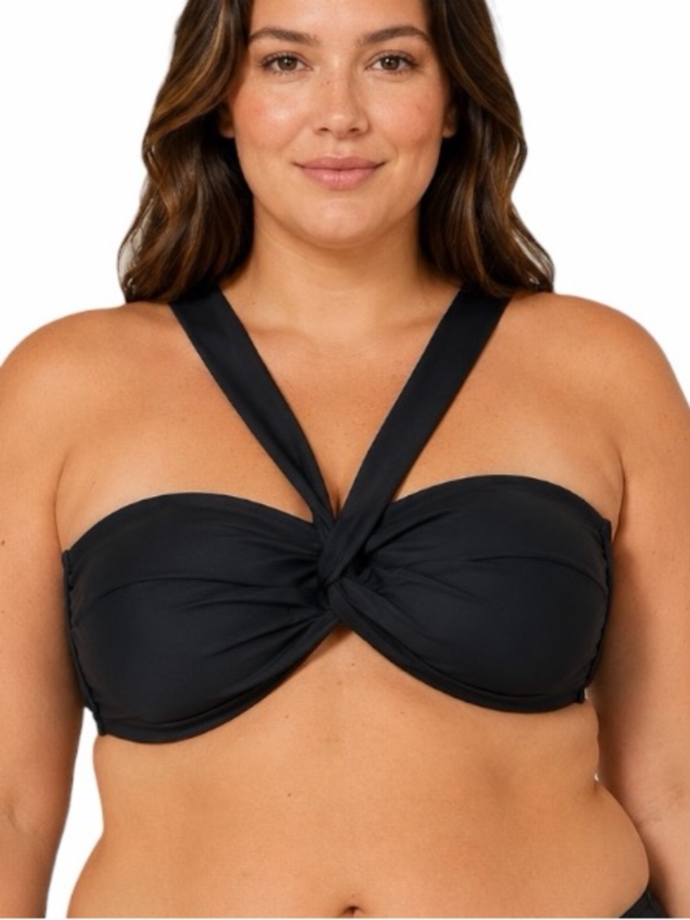 NWT Time & Tru Black 2X (20W-22W) Lined Bikini Top Adjustable Straps